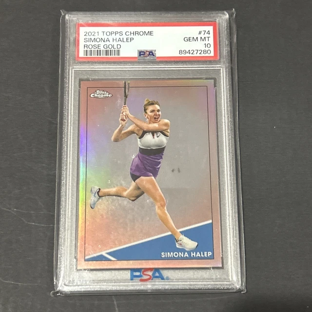 2021 Topps Chrome Tennis Simona Halep Rose Gold Refractor #1/10 PSA 10 *POP 1*