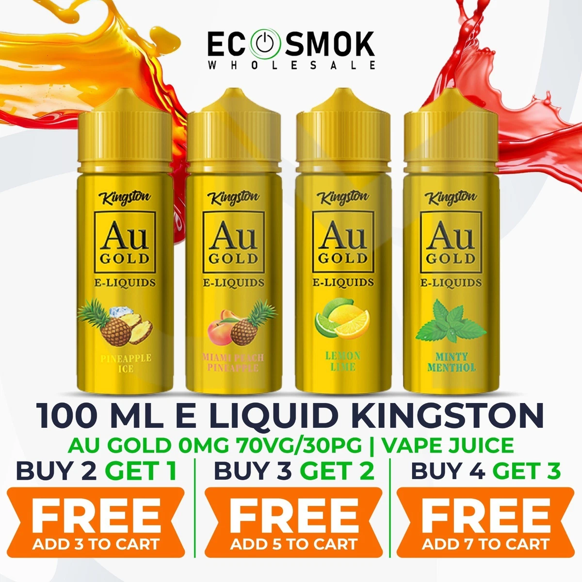 au vape juice Kingston AU Gold 100ml E-liquid 70VG/30PG