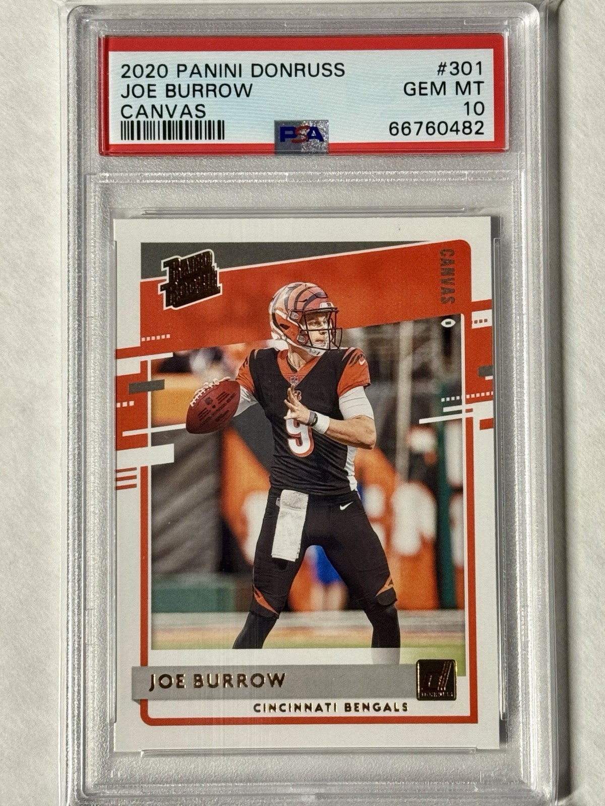 2020 Donruss Joe Burrow Canvas Rated Rookie RC #301 PSA 10 Gem Mint Bengals
