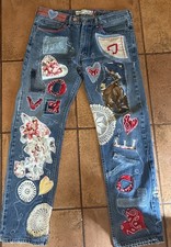 Levi’s  505 Jeans Upcycled  Reworked Patchwork Embroidered Boho Handmade
