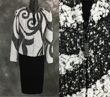 NWT NEW BEAUTIFUL St John jacket Black white knit suit blazer size 4
