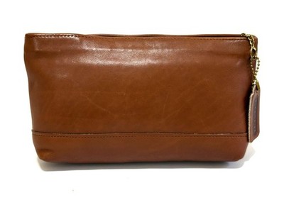COACH VINTAGE BRITISH TAN LEATHER CASE TRAVEL COSMETIC MAKE UP