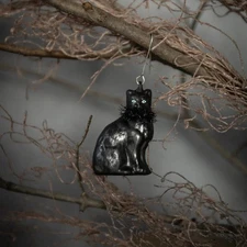 Black Cat Glass Christmas Ornament | Ragon House