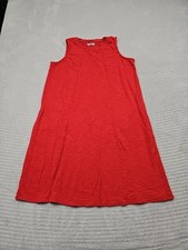 J Jill Dress Womens Small Coral Red Sleeveless Pockets Casual Beachy Preppy