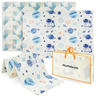 Mamabrum Krabbelmatte doppelseitig 180 x 120 x 1 cm Weltraummotiv mit Planeten