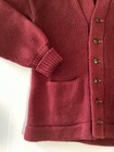 Vintage 40s 50s Burgundy Wool Letterman Cardigan Sweater Knit Stripe Sleeve — photo 3