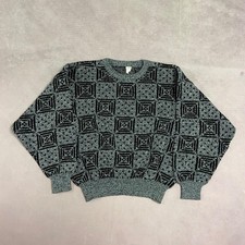 Vintage Knitted Jumper Abstract Patterned Knit Sweater Women's M 12-14 