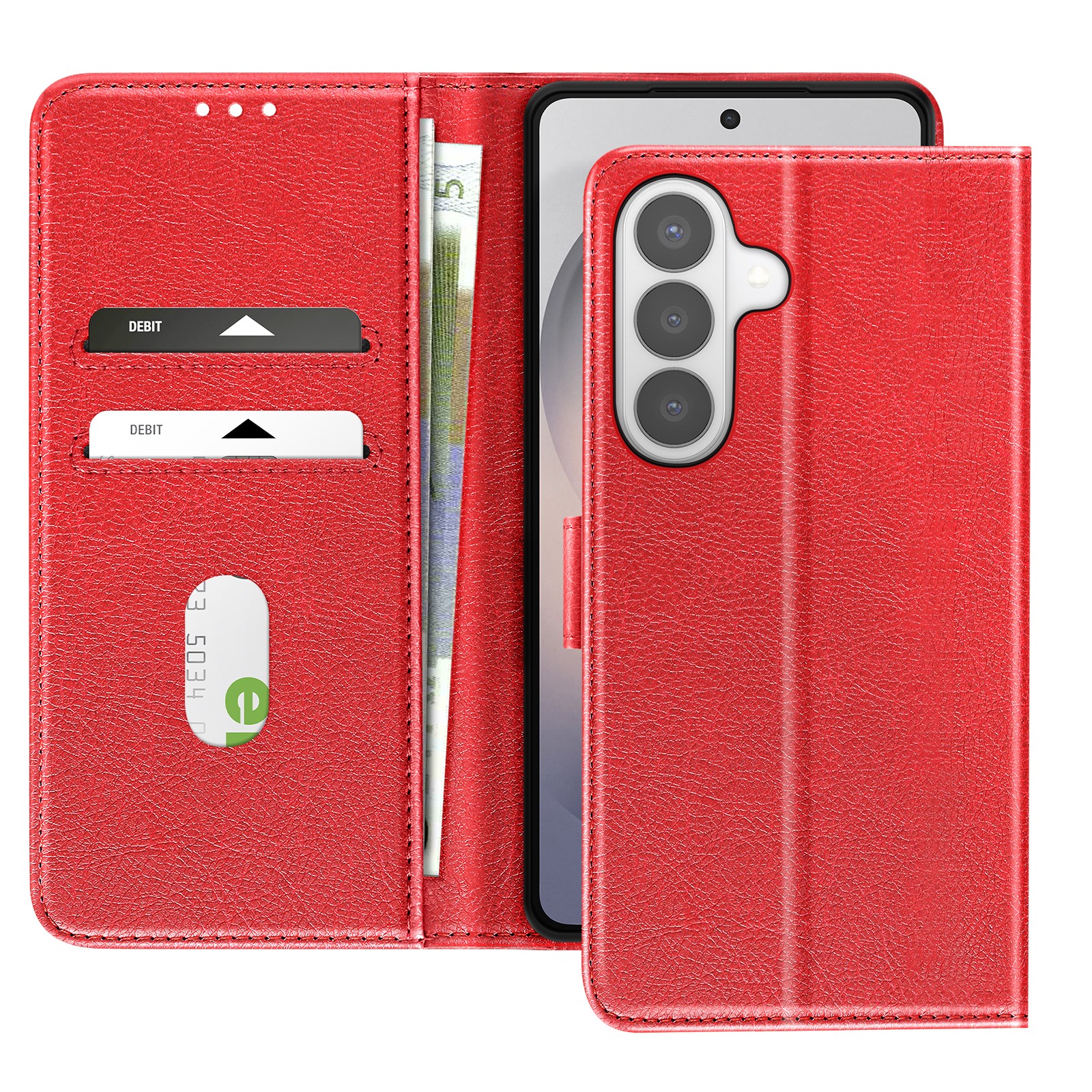 Étui portefeuille Galaxy S26 Plus Chesterfield texturé noir avec support clapet rabattable