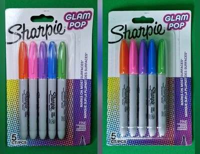 2x Sharpie Glam Pop Marker 5er Pack verschiedene lebendige Farben feine Spitze Schreibwaren