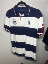 Polo Ralph Lauren Men s Custom Slim Fit Navy Striped Polo Shirt Size L