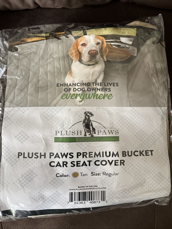 Plush Paws Products Premium Bucket Car Seat Cover in tan. New In Package