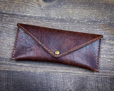 Leather cash envelope handmade Tinkerman Leatherworks Brown