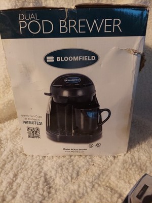 Bloomfield Two Cup Coffee Maker Dual Pod Brewer 4K-POD2  Black New