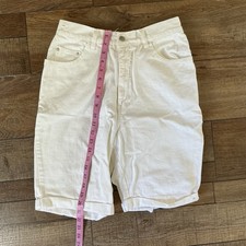 90s VTG Gitano Love Always Sz 13/14 White High Waist Denim Bermuda Shorts 441015