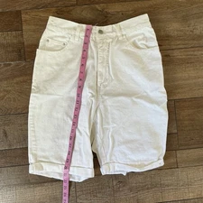 90s VTG Gitano Love Always Sz 13/14 White High Waist Denim Bermuda Shorts 441015