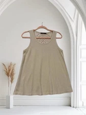 Doe + Rae Women’s Waffle Knit Crochet Trim Top Size Small Fall Boho Casual Chic