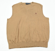 Polo Ralph Lauren Sweater Vest Mens XL Beige Pima Cotton V-Neck Pullover