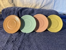 Vtg CHILDREN'S TEA SET SAUCER PLATES HAZEL ATLAS MULTICOLOR