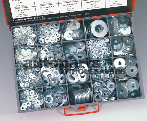 CHAMPION MASTER KIT FLAT & BODY STEEL WASHERS ASSORTMENT (2190 Pieces) - Afbeelding 1 van 4