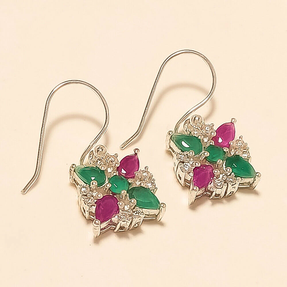 Ruby emerald earrings deals