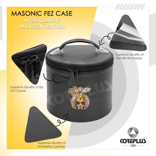 Core Plus Group Masonic Black Fez Cap Case, Imitation Leather | Hat/Cap Storage - Picture 13 of 160