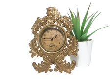 Vintage New Haven Clock Collectible Art Nouveau Style Easel Stand 5-3/4" high