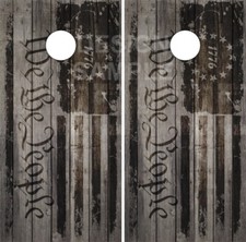 We The People 1776 Distressed Flag LAMINATED Cornhole Wrap Bag Toss Skin Decal
