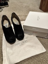 Jimmy Choo Black Glitter Open Toe Ankle Booties, size 37.5/7US Reduced To 100 