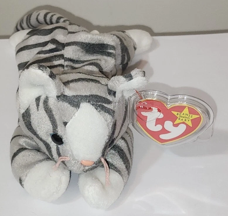 Ty Beanie Baby - PRANCE серый полосатый кот (8 дюймов) новый с ценниками мягкая игрушка-животное - Изображение 4 из 4