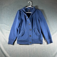 HM Womens Jacket Blue Button Closure Hooded L...