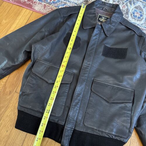 Leather Bomber Jacket A-2 Flyers Flight 44L Military AF USA Aviator - Picture 7 of 8