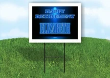 ELIZABETH RETIREMENT BLUE 18 in x 24 in Yard Sign Road Sign with Stand
