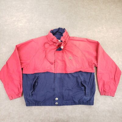 Vtg Regatta Sport Windbreaker Jacket Mens Extra Large Red Blue Hooded Full Zip