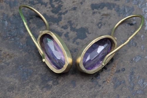 VINTAGE stone ALEXANDRITE jewelry russian Earrings Art STERLING SILVER 875 old - Picture 11 of 16