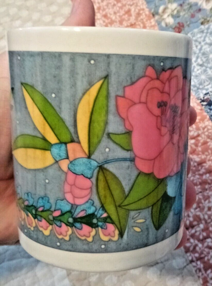Gibson Artículos para el Hogar Floral Taza Café Té Hibisco Rosa Azul Flor DEFECTOS*** USADA EN EXCELENTE ESTADO Foto 3 de 4