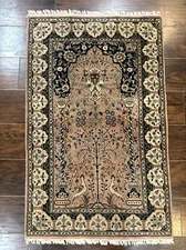 Small Tree of Life Prayer Rug Pak Per'sian 2.7 x 4 Birds Handmade 260 KPSI