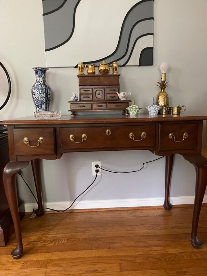 Henkel Harris Signed Vintage Mahogany Hall Console or harris mahogany