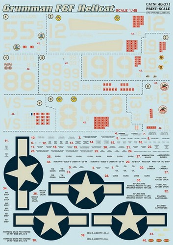 Print Scale 48-071 - 1/48 Decal for Grumman F6f Hellcat - Picture 10 of 12