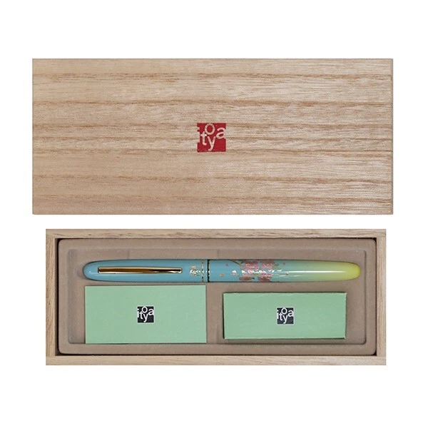 Kuretake Itoya Calligraphy Brush Pen Sakura Maki-e Paulownia Box 138mm Aluminum - Image 3 of 4