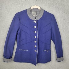 Geiger Womens Navy Blue Boiled New Wool Jacket Sz 38 Made in Austria