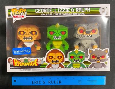2018 Funko Pop 8-Bit Rampage George, Lizzie & Ralph 3 Pack In Box NH 9123
