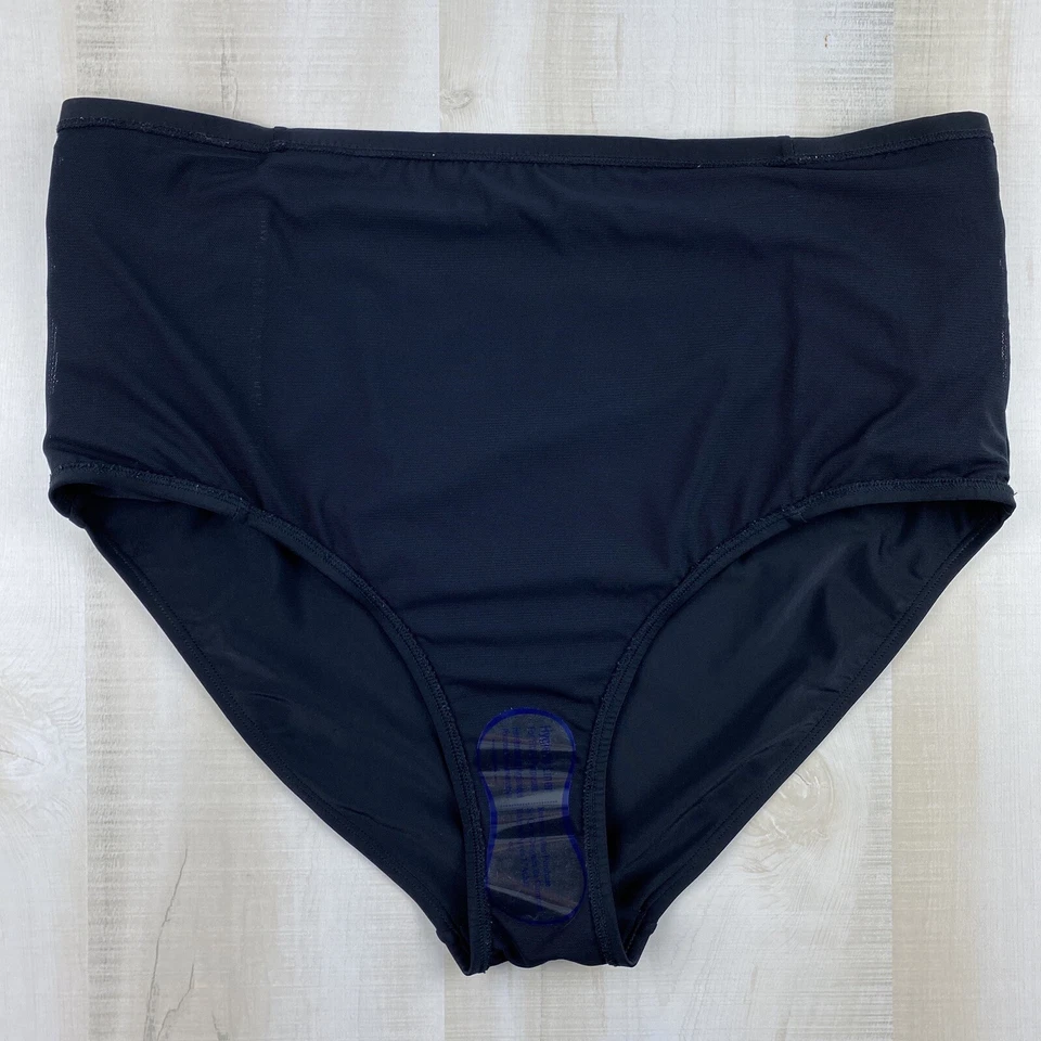 Ava & Viv 20W/22W 女式大码 2XL 黑色高腰皱褶比基尼下装 — 第 4/4 张图片