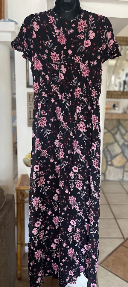 Бонго черный цветочный макси платье размер L Y2K - Изображение 4 из 4