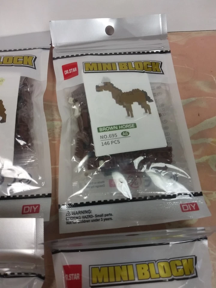 Dr Star Mini Bloque Y Pequeño Bloque 9 Piezas Lote 7 Sellado Completo Hágalo Usted Mismo Búho Alce Vaca Foto 4 de 4