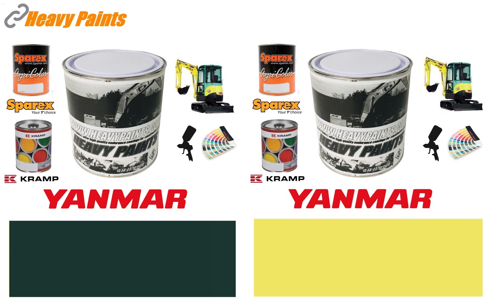 Yanmar Canary Yellow & Counterweight Dark Green Digger Enamel Paint 1