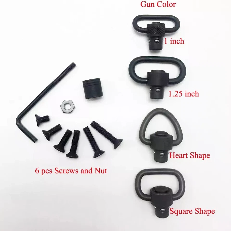 Sling Swivels Mount Quick Detach Loop Base Kit with 6 Screws With Nut +Wrench - Image 2 of 4