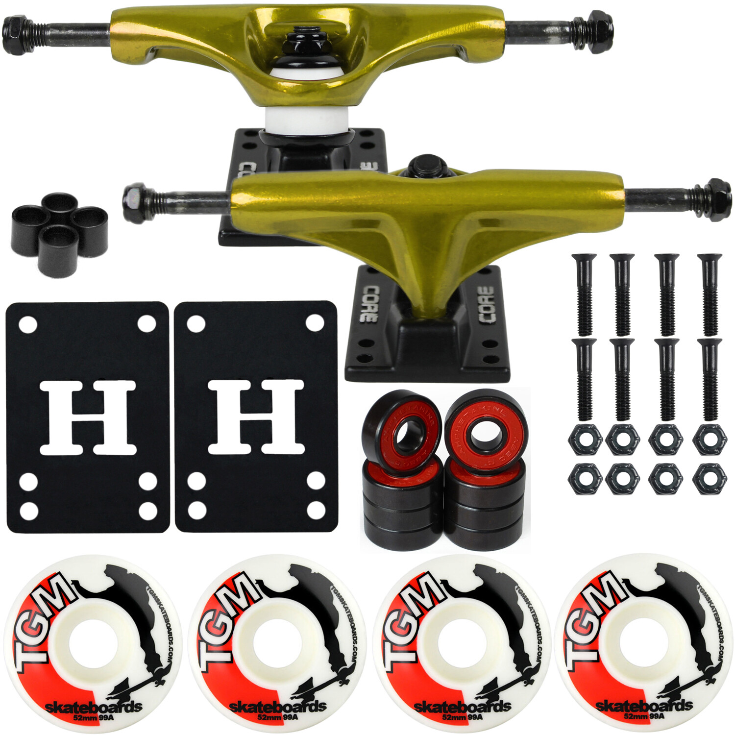 Core Skateboard Package 5.0"  Trucks with 52mm White Wheels 