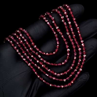 274 kt leuchtend roter Granat 5 Strang Perlen schöne Halskette Schmuck AK 37 E589