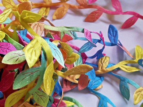 Satin LEAF RIBBON TRIM GARLAND Vintage Decorative Christmas Craft Bridal UK - Picture 23 of 35