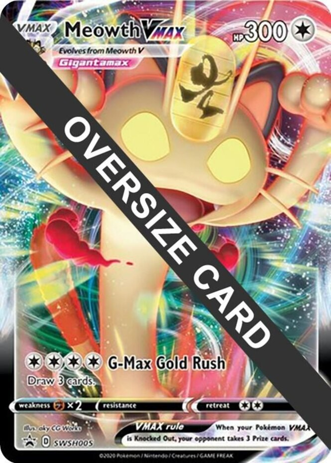 Meowth VMAX 　SWS PROMO S-P 029/S-P 4x Lightly Played Meowth VMAX - SWSH005 - Oversized Promo Pokemon